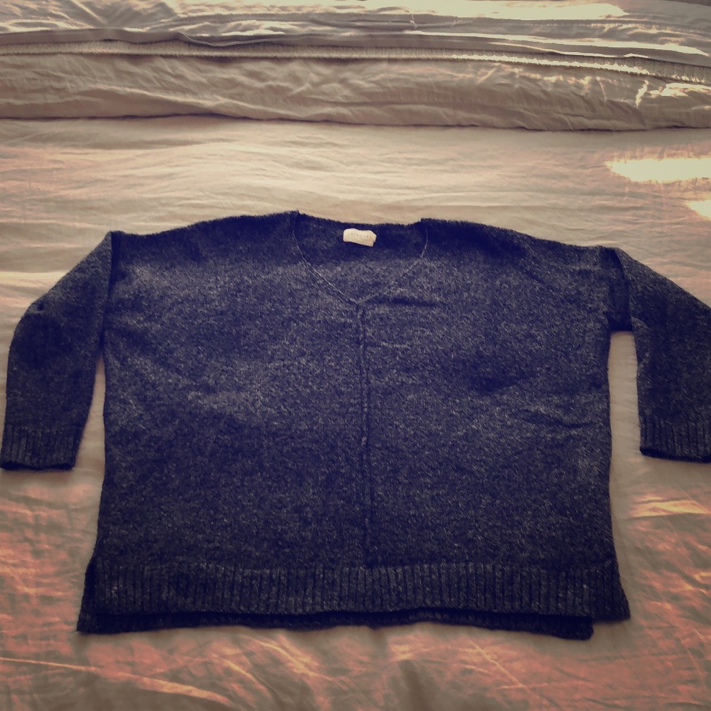 Oversized charcoal grey V-neck sweater